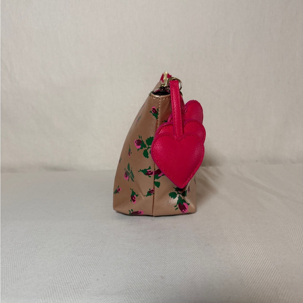 Betsey Johnson Pink and Gold Floral Women's Cosmetic Bag - Picture 4 of 8